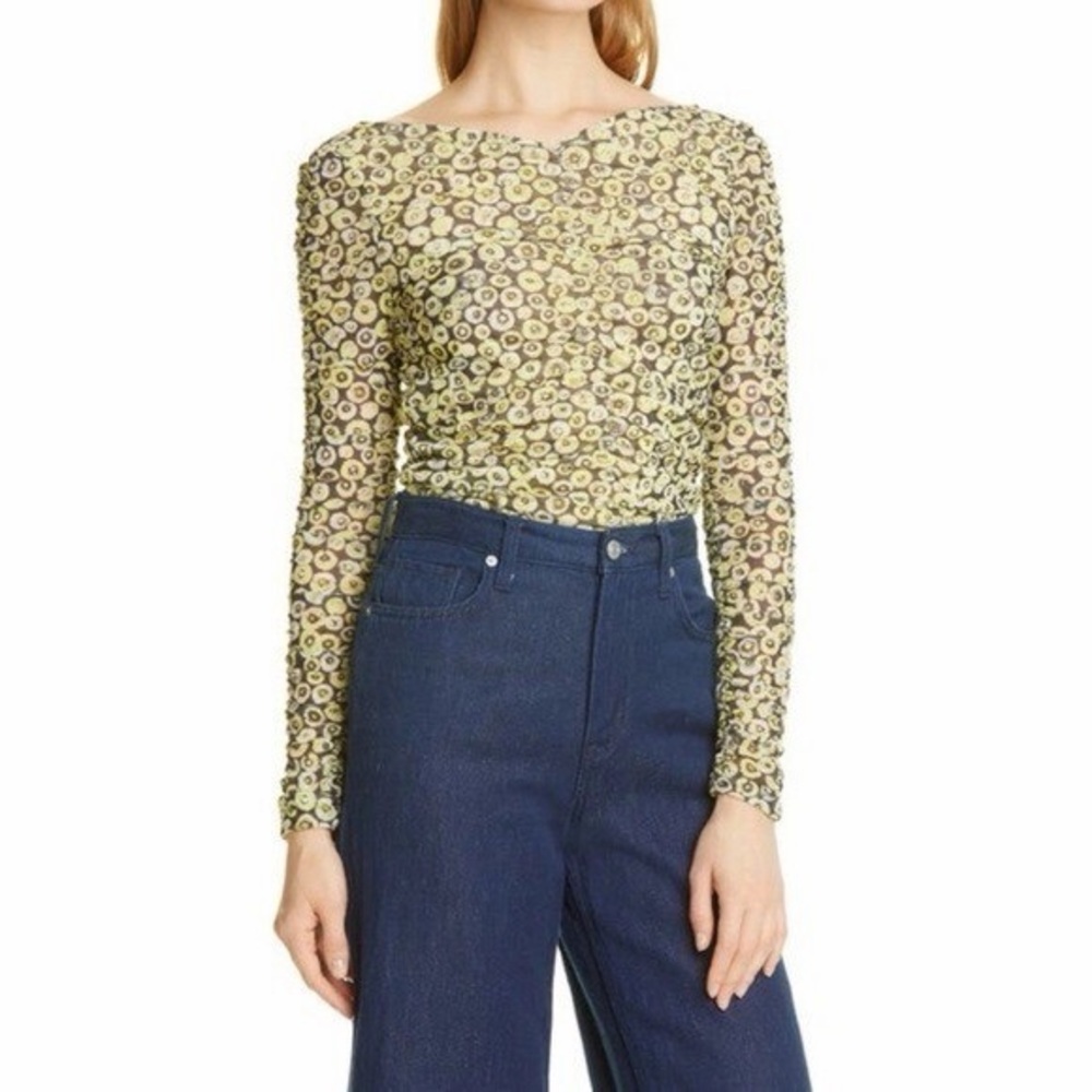 NWT Baum Und Pferdgarten Joselle Yellow Dahlia Long Sleeve Top Size XL